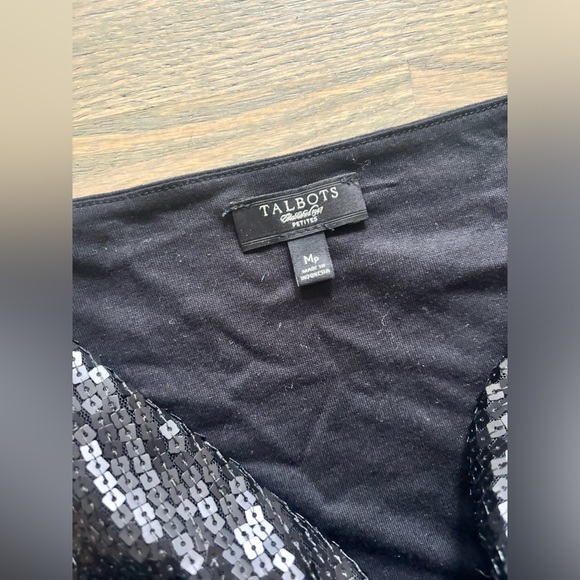 Talbots Petites Black Sequin Shell cowl neck sleeveless Tank Top size Mp - Picture 2 of 3